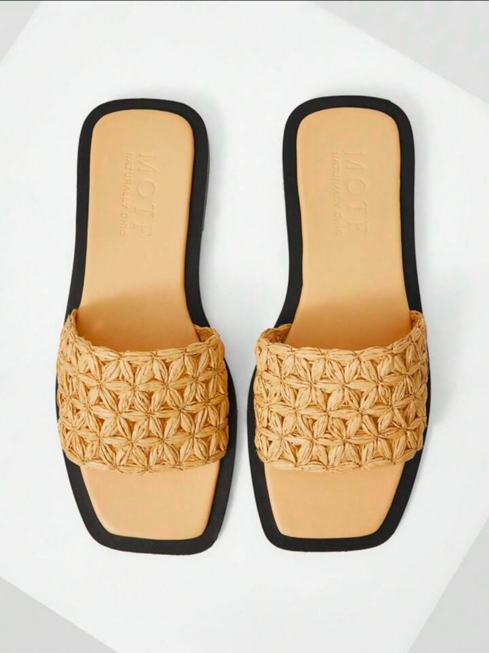 MOTF PREMIUM SQUARE TOE RAFFIA SLIP-ON FLAT SANDALS (SZ 7) - Picture 3 of 8